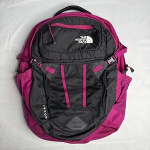 The North Face Recon Laptop Backpack Bag Travel School Gym Black Pink Flex Vent